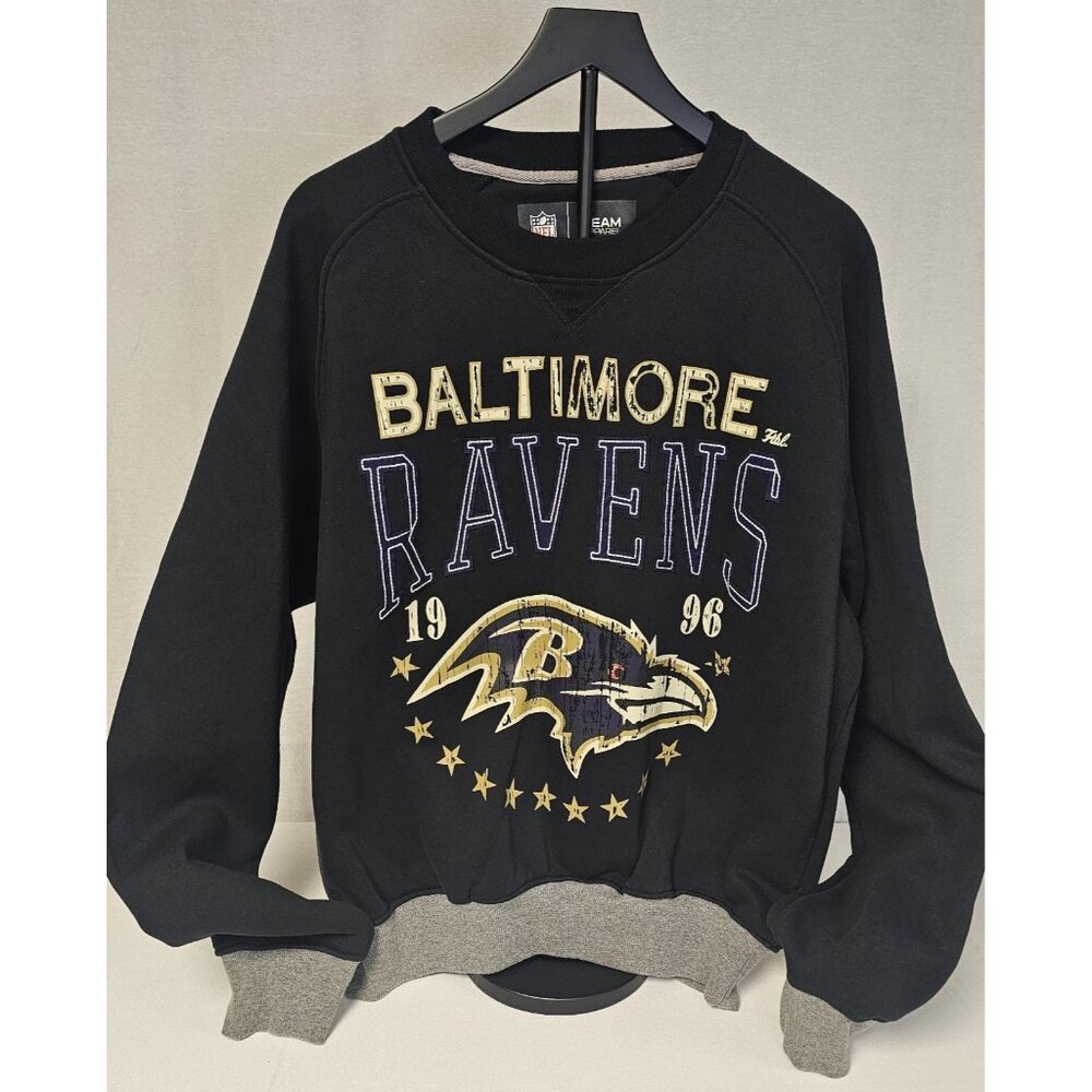 NFL Team Apparel Baltimore Ravens Black Stitched '96 Pullover Crew Sweatshirt XL